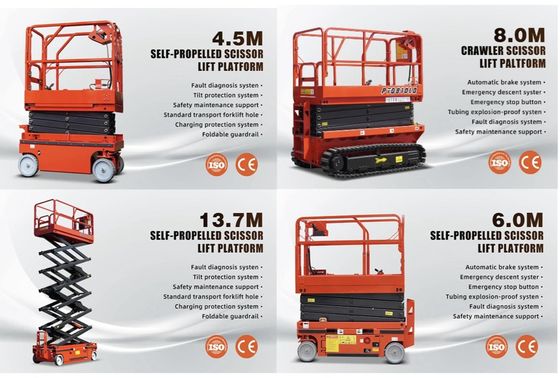 6m 8m 10m zelfrijdend elektrisch schaarheffen luchtwerkplatform 230kg belasting