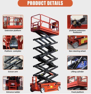 12m 14m 16m Hydraulisch schaarwerkplatform Zelfrijdend schaarlift